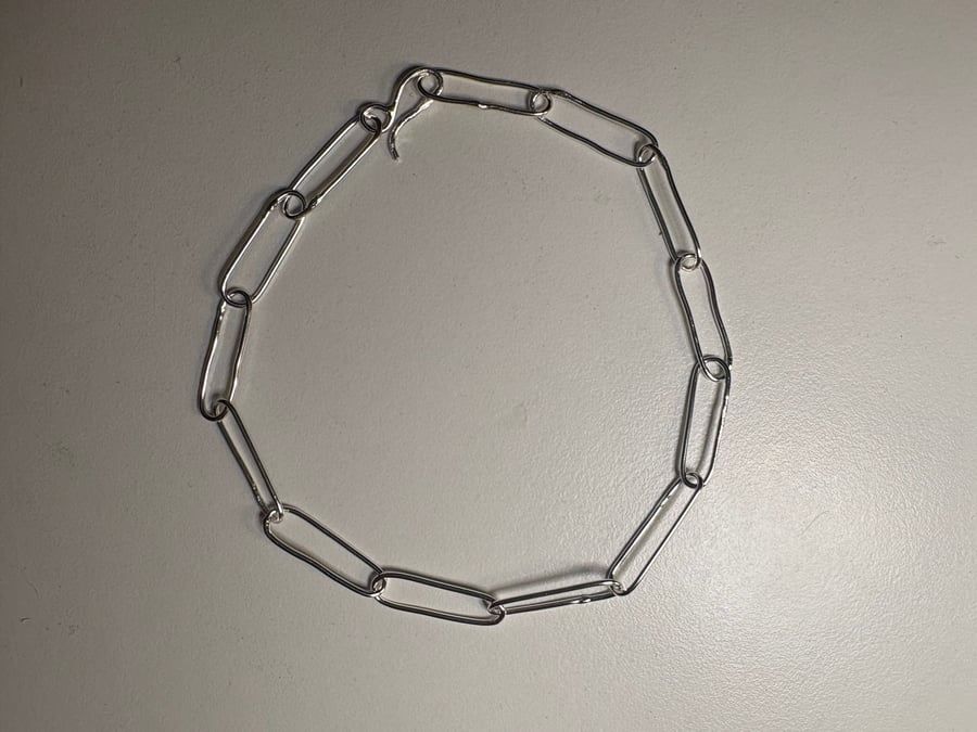 Sterling silver paperclip chain bracelet - handmade