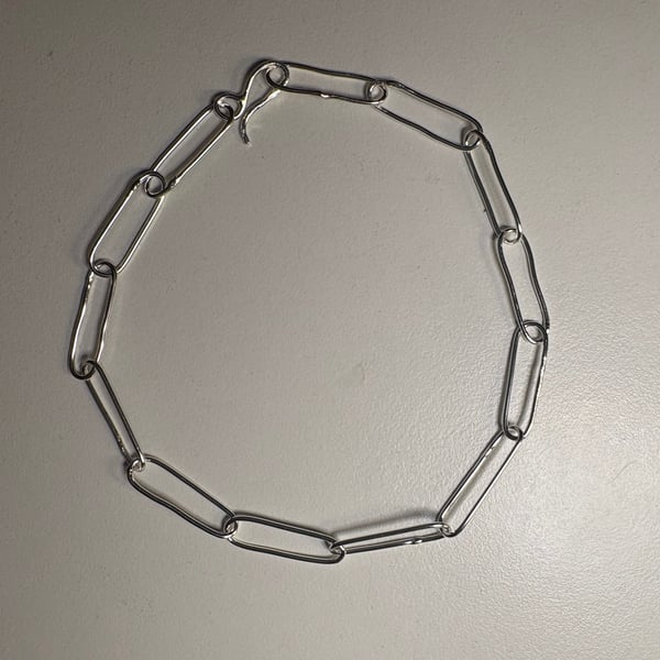 Sterling silver paperclip chain bracelet - handmade