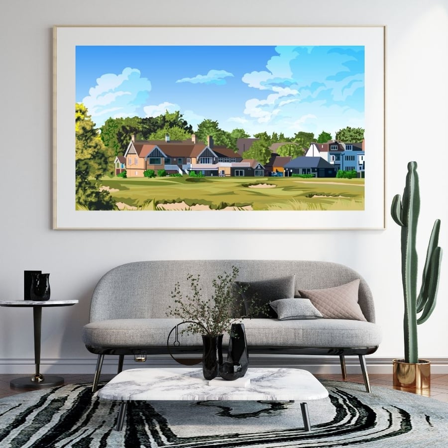 Littlesone Golf Club, Kent - Golf Course Art Deco Print 