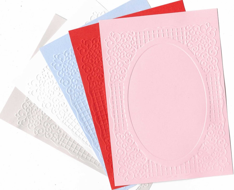 Embossed Paper. 10 Sheets. A6. Choice Of Colour. Frame (19)