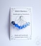 Lampwork Stitch Markers - Frosted Blue Gradient - Image 1