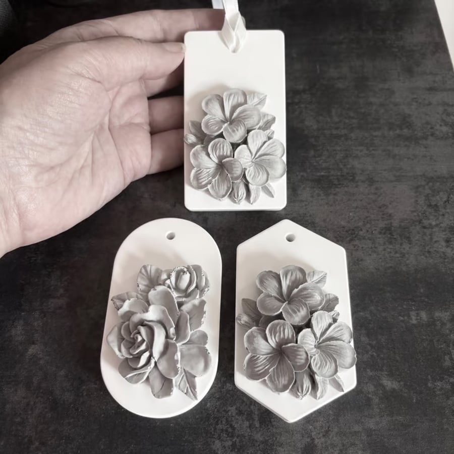 Floral Essential Oil Diffuser Tags Handmade Home Fragrance Gift set of 2