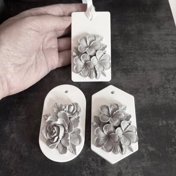 Floral Essential Oil Diffuser Tags Handmade Home Fragrance Gift set of 2
