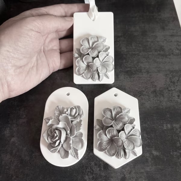 Floral Essential Oil Diffuser Tags Handmade Home Fragrance Gift set of 2