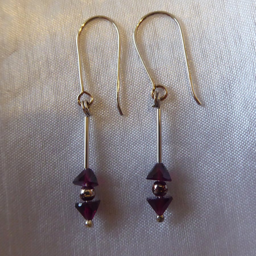Sterling Silver & Rhodolite Garnet Earrings - Capricorn January Birthstone