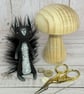 Spun Cotton Black Squirrel Miniature Art Doll