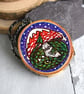 Dragon under a snowy toadstool pyrography hanging wood slice decoration - Image 3