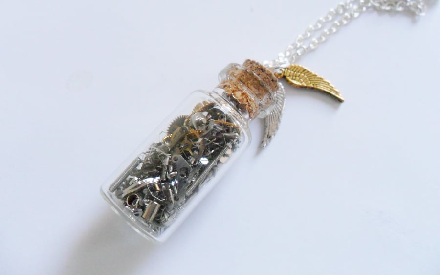 Time in a Bottle Steampunk Necklace