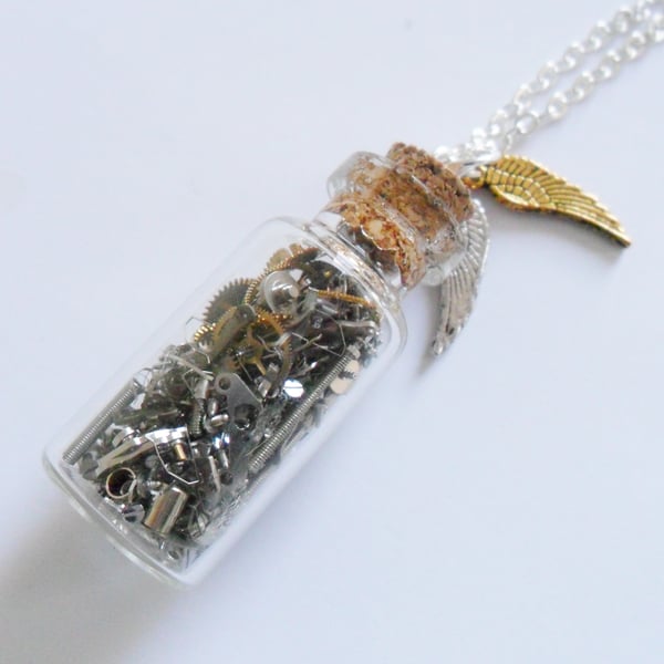 Time in a Bottle Steampunk Necklace