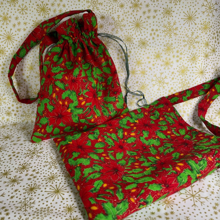 Ponsettia Fabric Gift Bag