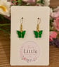 Green Butterfly Dangle Earrings, Acrylic Butterfly Charms, Handmade Jewellery 