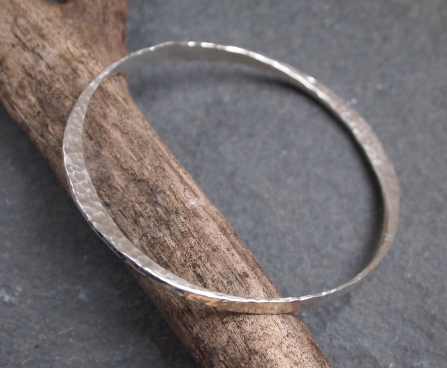 Solid Silver Bangle, forged bangle