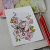 cherry blossom chaffinch - original aceo