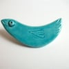 Turquoise Ceramic Quirky bird (Fird) Brooch