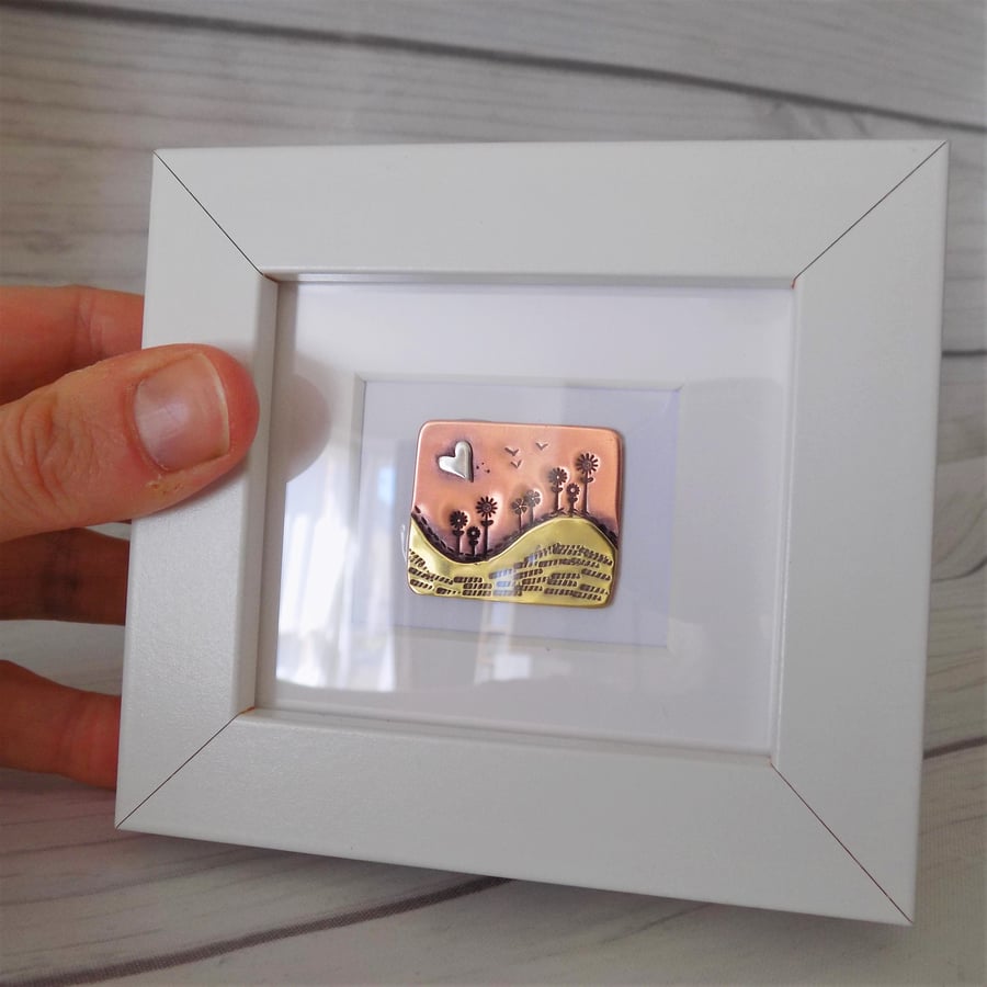 Copper ,brass and silver 'springtime' framed mixed metals mini miniature 