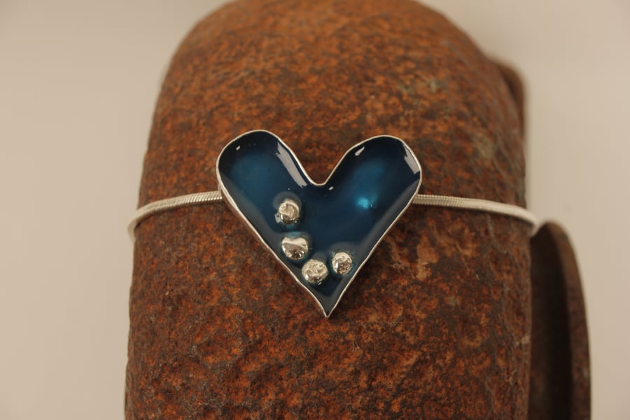 Silver Heart and Resin Necklace