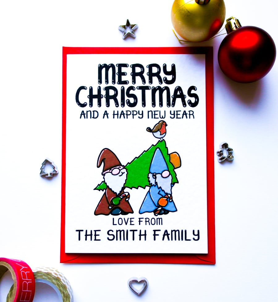 Nordic Gonk Christmas Card Gnome Xmas Festive Scandinavian Personalised Card