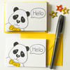 Cute Panda Notecards,Pack of six Panda Thank you cards