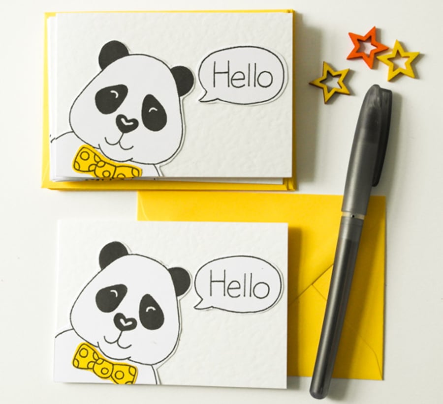Cute Panda Notecards,Pack of six Panda Thank you cards