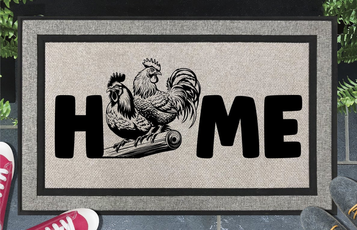 Chicken & Rooster Home Door Mat No.2 - All Weather Doormat - 45x70cm 