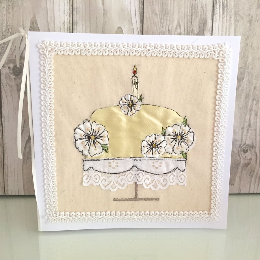 Birthday card - birthday cake flowers candle