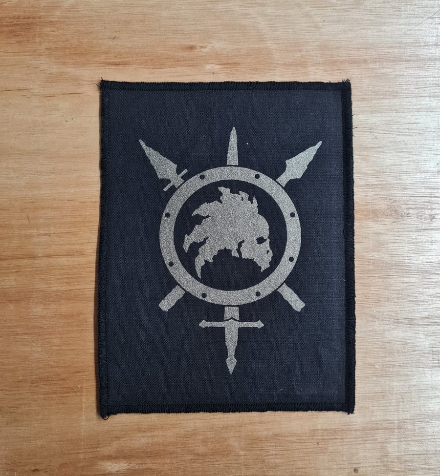 SWORDPUNK Sew-On Patch Gun Metal on Black