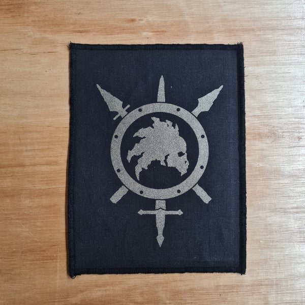 SWORDPUNK Sew-On Patch Gun Metal on Black