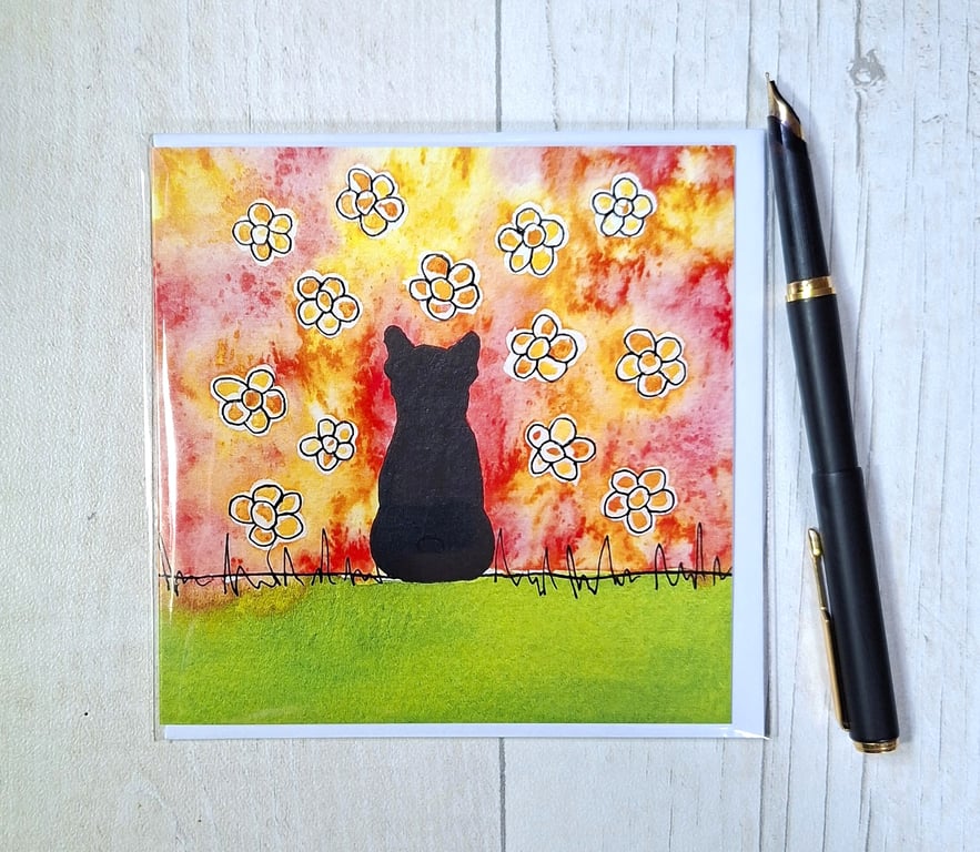 French Bulldog card (printed card).Birthday card. Any occasion card.
