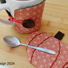 Fabric Mug Cosy and Pumpkin Coaster Set