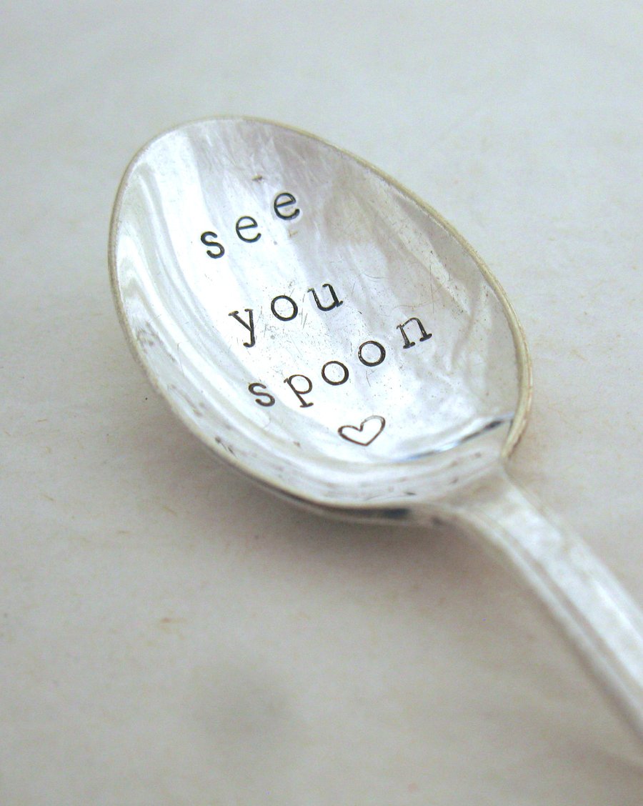 See you spoon, art deco handstamped coffeespoon