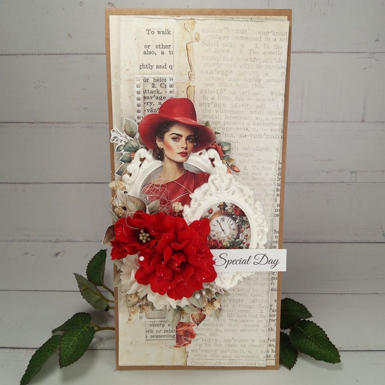 Handmade Vintage Special Day Card – Elegant Floral Greeting Card (52)