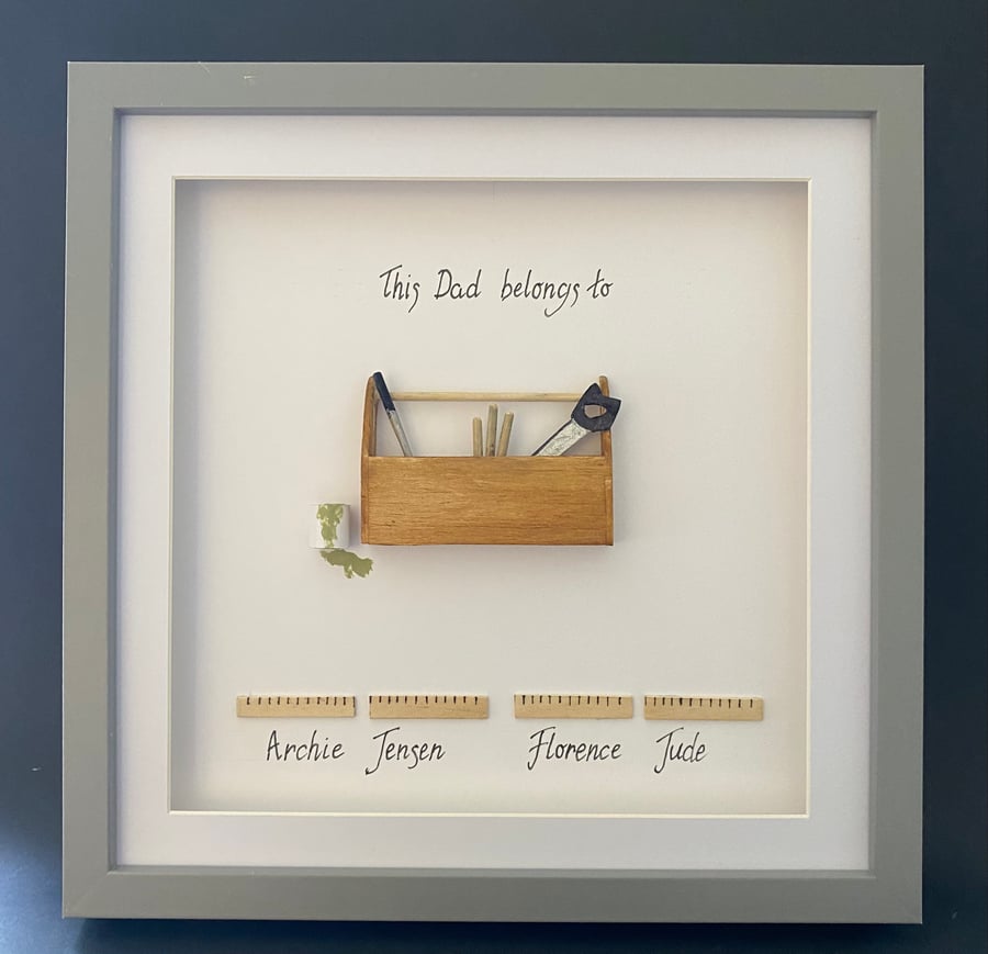 Personalised  ‘ This Dad belongs to ‘ 3D shadow box art birthday , father’s day