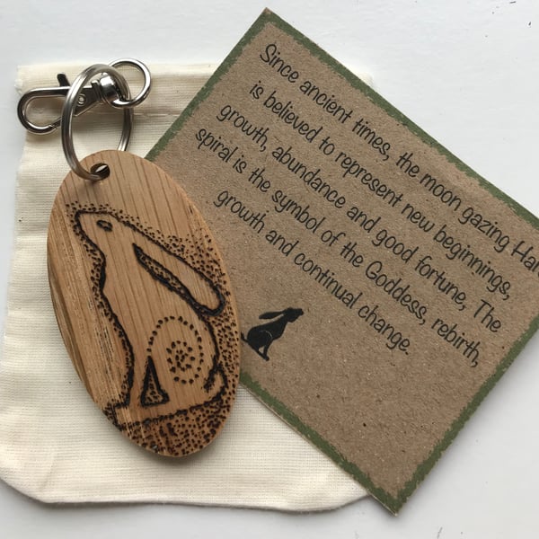 Handmade Moon Gazing Hare Keyring