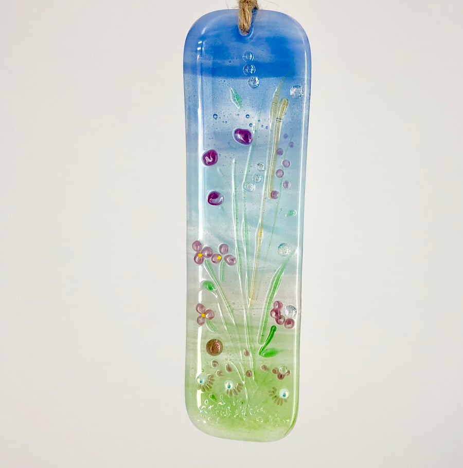 Fused Glass Flower Meadow Light Catcher - Pinks