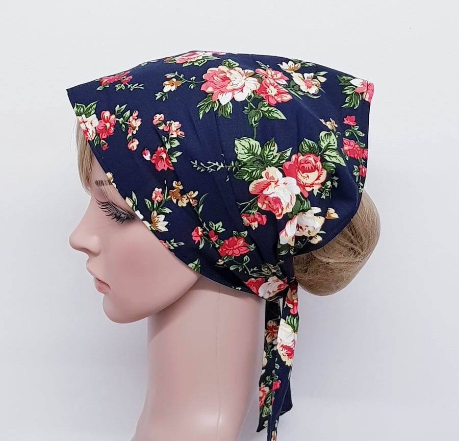 Floral  cotton hair scarf for women, self tie head scarf, summer hair wrap