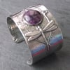 Silver Pewter Cuff Bracelet,Dragonfly Design