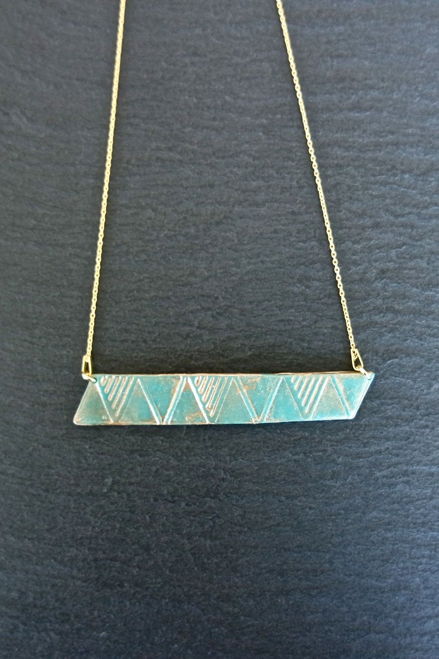 triangle bar turquoise Gold Vermeil Sterling silver Necklace