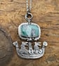 Hare Viking Ship Pendant with Aquaprase - Image 4