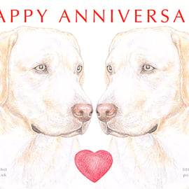 Yellow Labradors - Anniversary Card