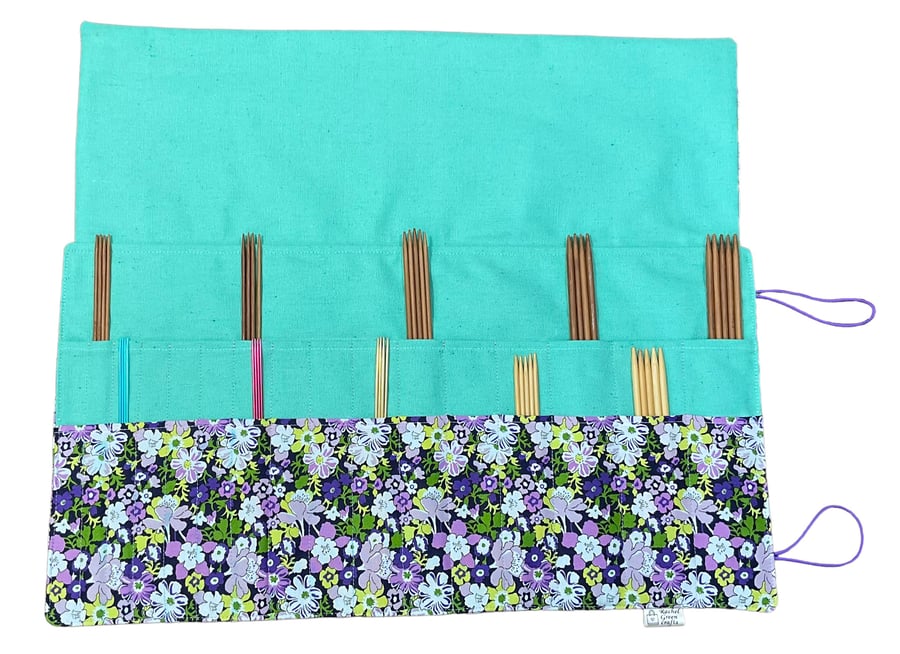 Liberty fabric Floral Double pointed case, DPN knitting needle case, crochet hoo