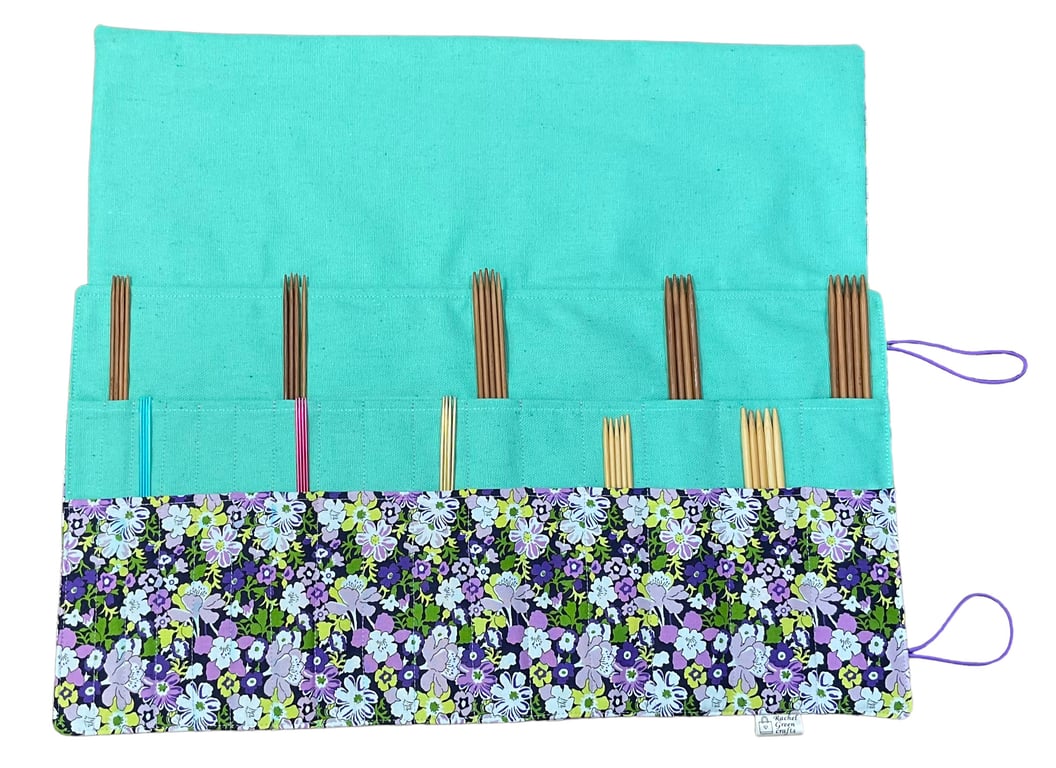 Liberty fabric Floral Double pointed case, DPN knitting needle case, crochet hoo