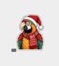 Funny Christmas Sticker Vinyl Xmas Decal For Adults - Parrot In Santa Hat