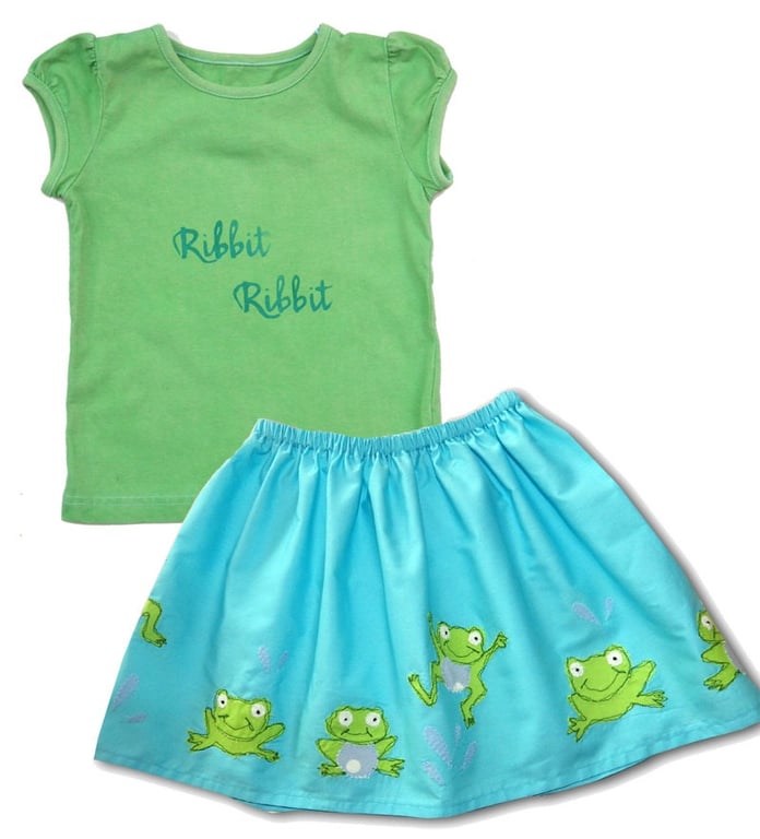 Girls frog Skirt and T-Shirt, Frog Outfit