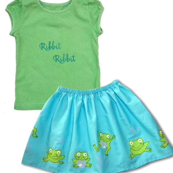 Girls frog Skirt and T-Shirt, Frog Outfit