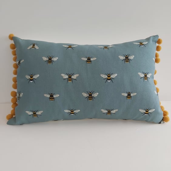 Sophie Allport Bees  Cushion Cover with Mustard  Pom Poms