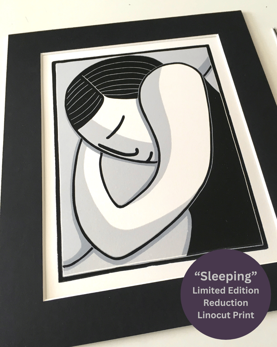 Lino Print - "Sleeping"