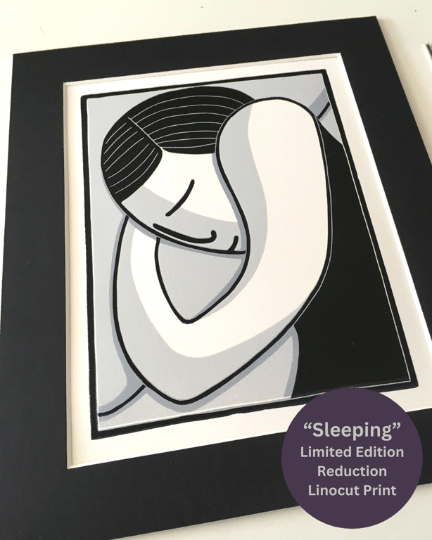 Lino Print - "Sleeping"