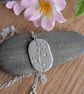 Handmade Fine Silver Tag Pendant Necklace Delicate Flower Design