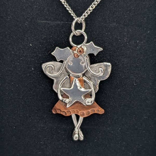 Silver fairy pendant, Handmade pendant, Sterling silver fairy pendant, Unique si