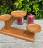 Cherry Wood 3 Candle Holder with Glass Candle Cups - Image 6